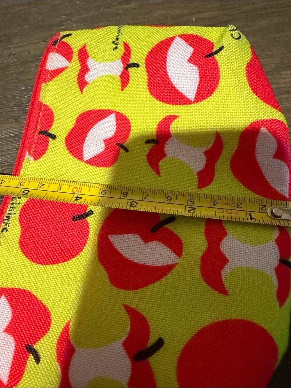 Clinique Yellow Canvas Pouch‎ with Red Apple Motif